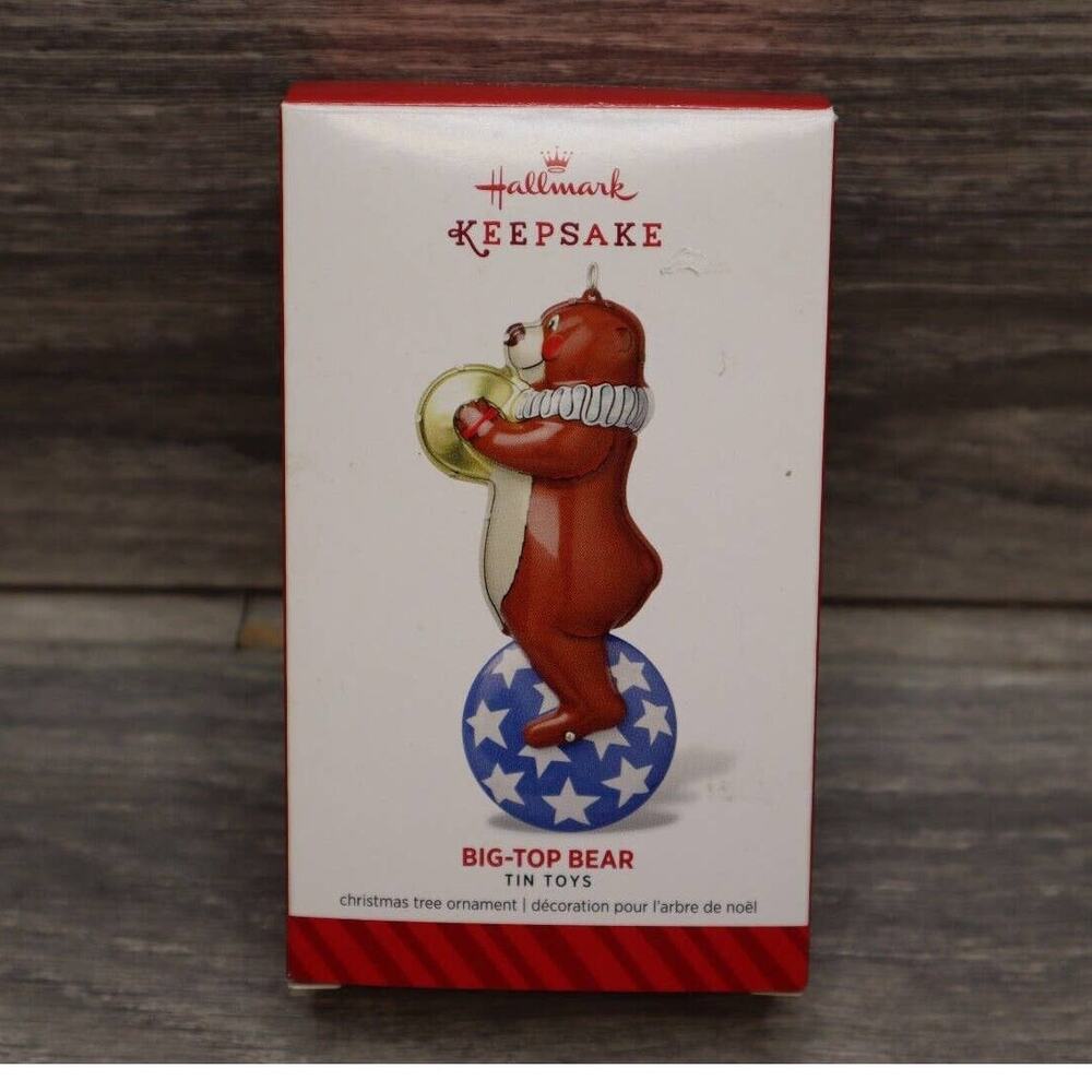 Hallmark Keepsake Big Top Bear 2014 Tin Toys Spinning Circus Christmas Ornament